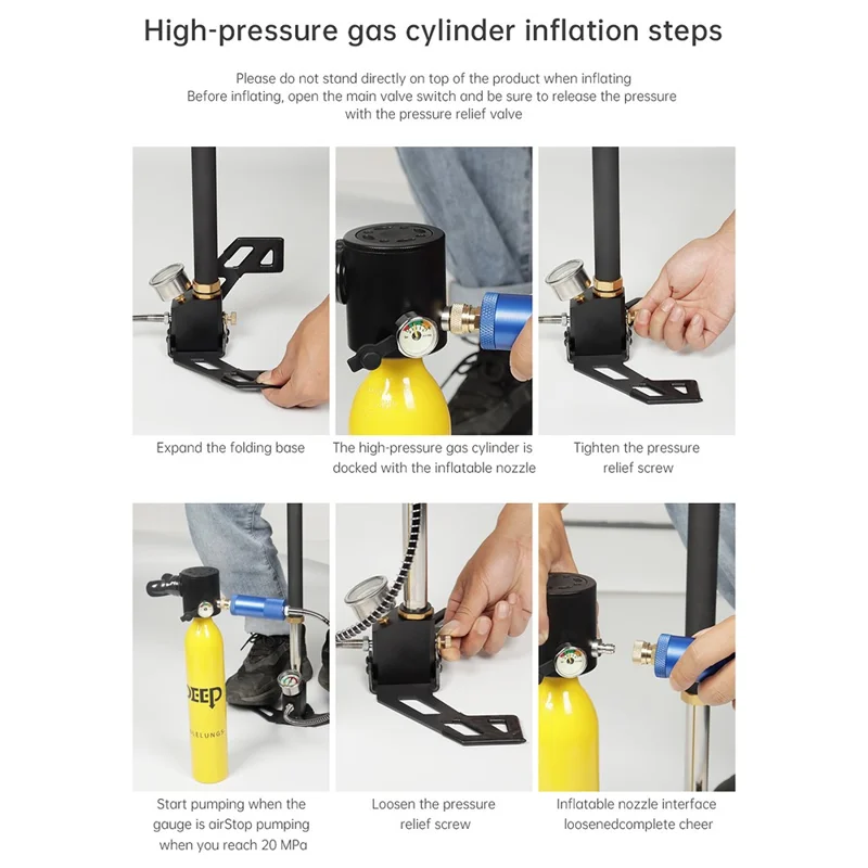 DIDEEP X3000 0.5L Mini Scuba Diving Tank with High-Pressure Pump, Adapter, Anti-Lost Lanyard, Storage Bag - Black