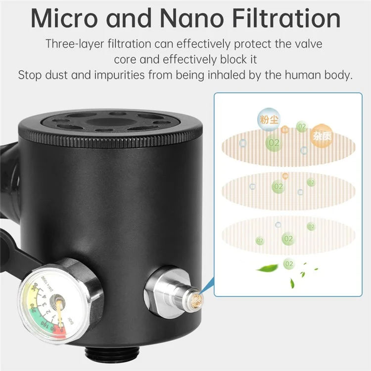 Dideep X3000 0,5l Mini-tauchsauerstofftank Mit Anti-lanyard, Aufbewahrungsbeutel - Schwarz