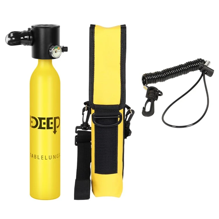 DIDEEP X3000 0.5L Mini Scuba Diving Oxygen Tank with Anti-Lost Lanyard, Storage Bag - Yellow