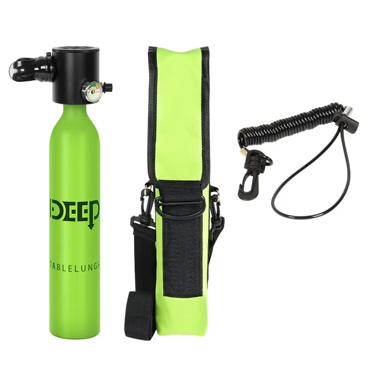 DIDEEP X3000 0.5L Mini Scuba Diving Oxygen Tank with Anti-Lost Lanyard, Storage Bag - Green