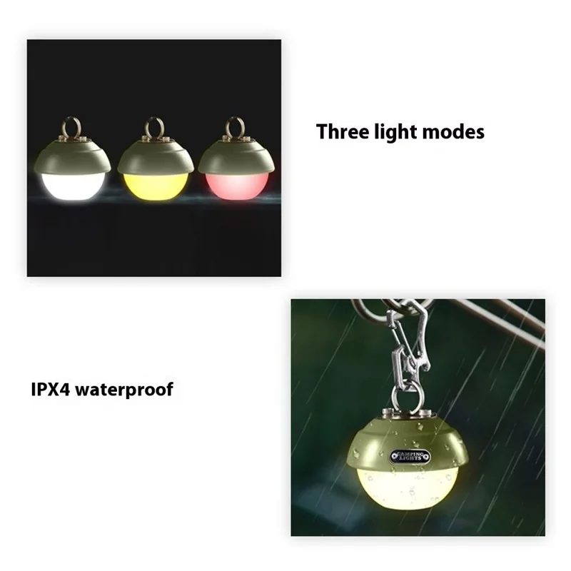 Wideaa WSDJ-003G 3 Modes de Couleur de Couleur de Camping Extérieur Tente de Tente de Lanterne Suspendue Lumière LED (sans CE)