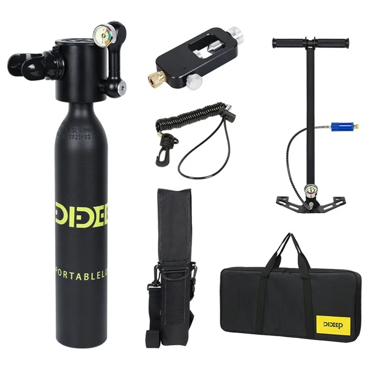 Dideep X3000Pro 0,5l Mini-tauchtank Mit Pumpe, Adapter, Anti-lanyard, Aufbewahrungsbeutel, Handtasche - Schwarz