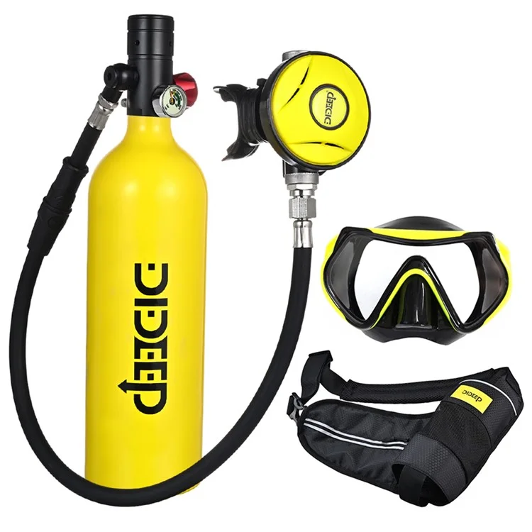 DIDEEP X4000pro 1L Tanque de Buceo Con Chaleco, Gafas de Buceo - Amarillo / Negro