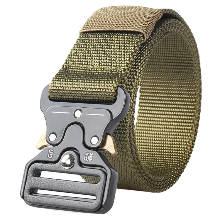 SN-P004 125x3.8cm Carro de Nylon Menn Filda Cinto de Trabalho Ajustável Com Liga de Zinc Rapidade Com Funha de Lelo de Zinc - Verde