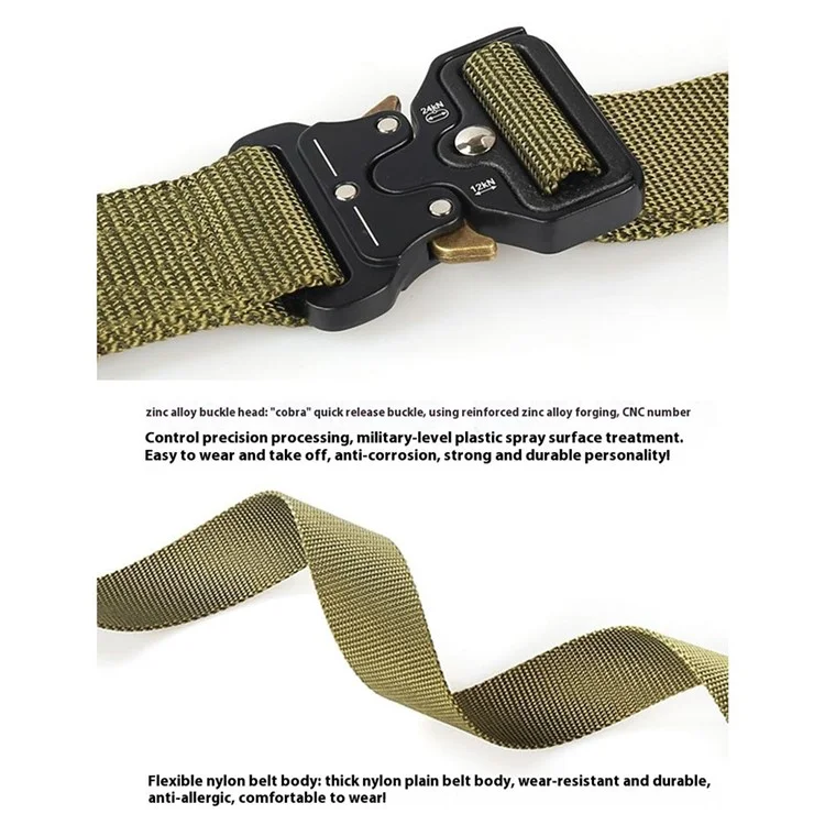 SN-P004 125x3.8cm Carro de Nylon Menn Filda Cinto de Trabalho Ajustável Com Liga de Zinc Rapidade Com Funha de Lelo de Zinc - Verde