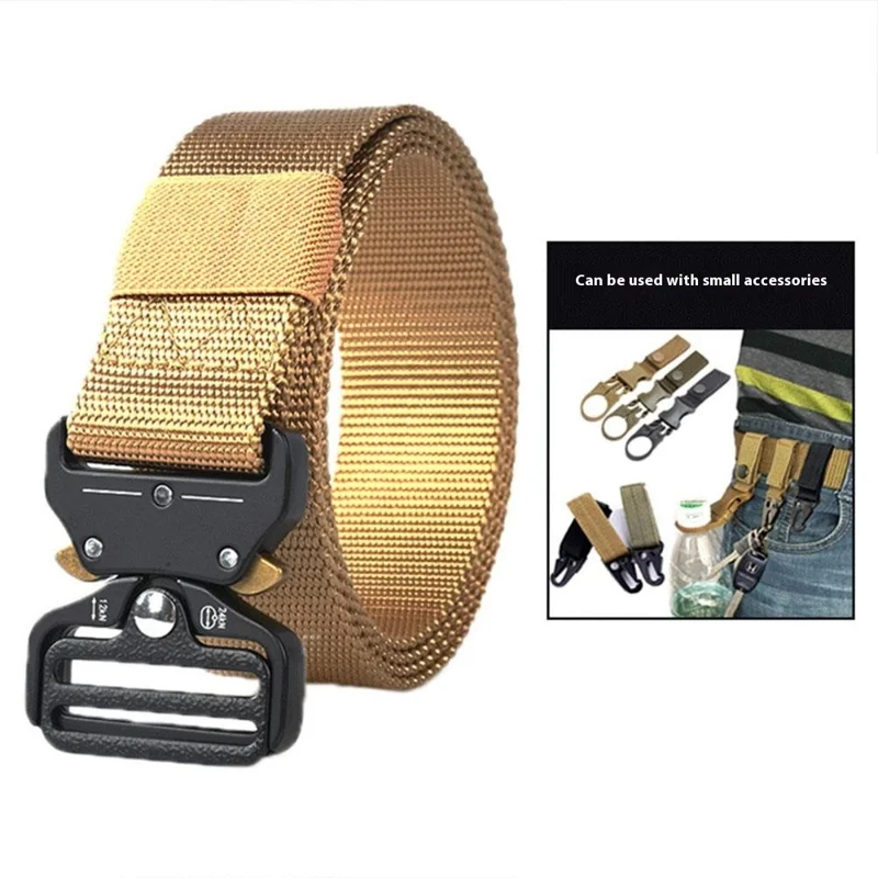 SN-P002 125x3.8cm Men's Nylon Web Tactical Belt Work Belt with Alloy Buckle - Black