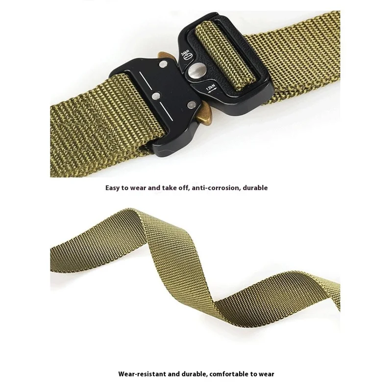 SN-P002 125x3.8cm Men's Nylon Web Tactical Belt Work Belt with Alloy Buckle - Black