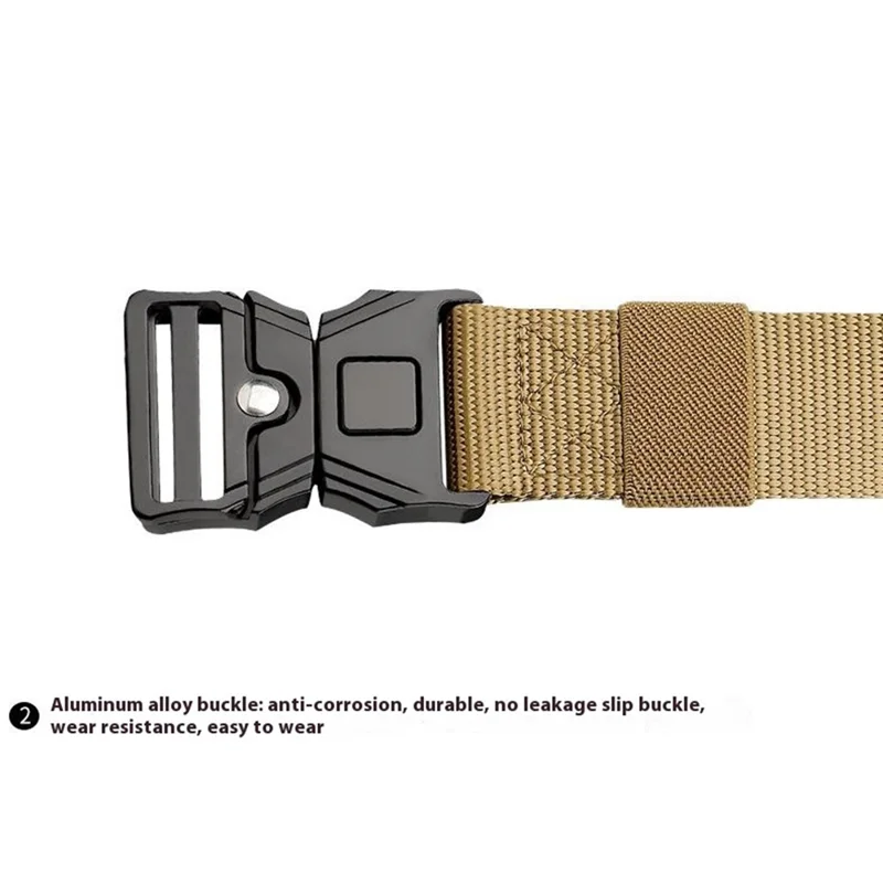 SN-P118 125x3.8cm Men's Nylon Webbing Belt Tactical Training Work Belt with Zinc Alloy Press-Type Buckle - Black