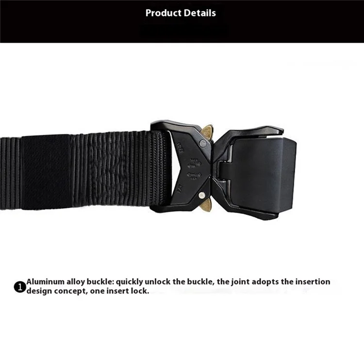SN-P025-1 Liga da Fivela de Fivela de Alumínio Men da Cintura Tática Cintura de Nylon Casual Coloque - Preto
