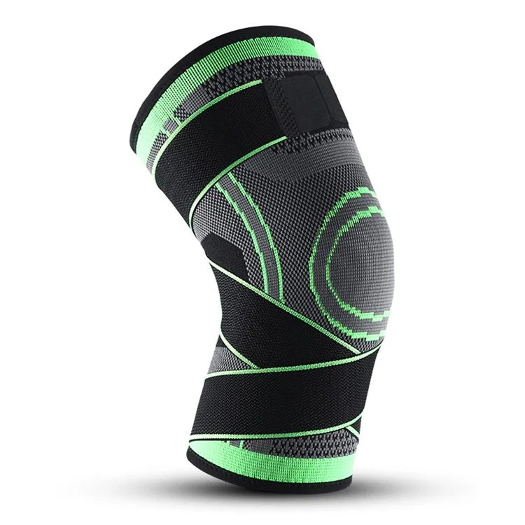 KYNCILOR AB023 Knee Compression Sleeve for Running Hiking Basketball 1/Pc Fitness Knee Support Brace Elastic Knee Protector with Straps - Green/XL