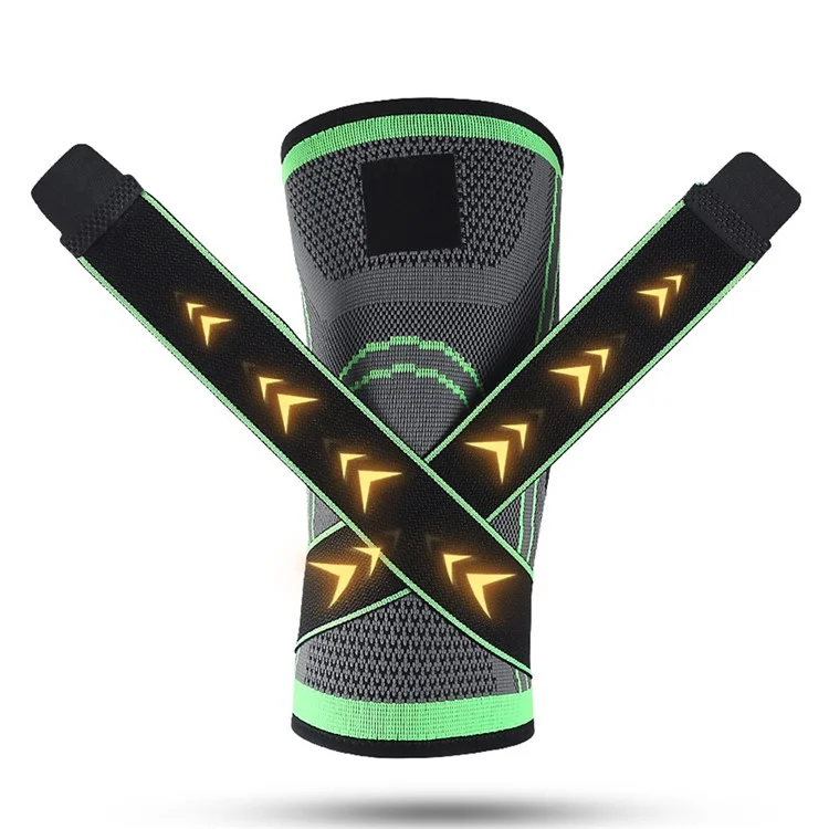 KYNCILOR AB023 Knee Compression Sleeve for Running Hiking Basketball 1/Pc Fitness Knee Support Brace Elastic Knee Protector with Straps - Green/XL