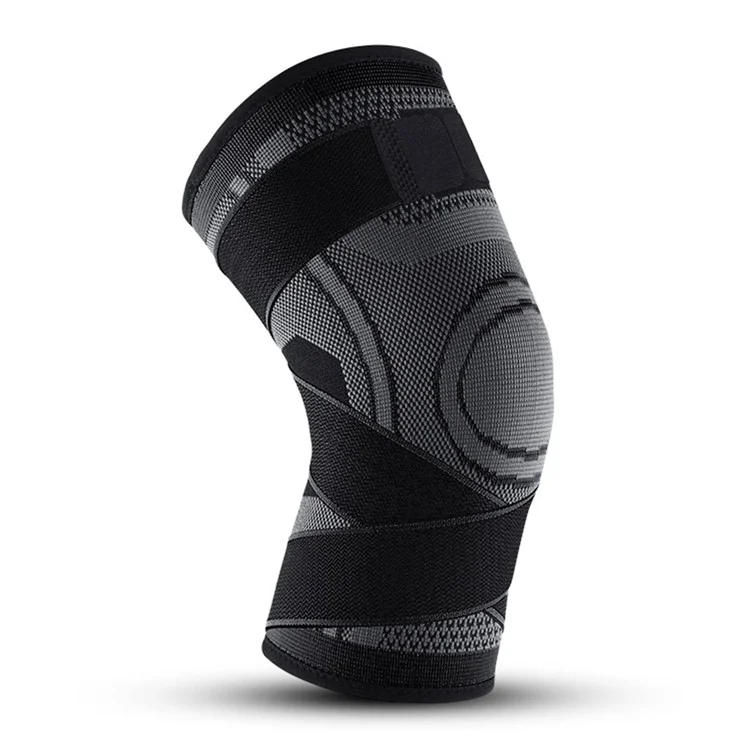 KYNCILOR AB023 Knee Compression Sleeve for Running Hiking Basketball 1/Pc Fitness Knee Support Brace Elastic Knee Protector with Straps - Black/L