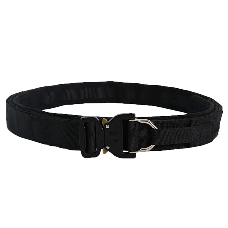 SN-074 Men's Nylon Webbing Belt Thickened Tactical Training Belt with Zinc Alloy Buckle - Black