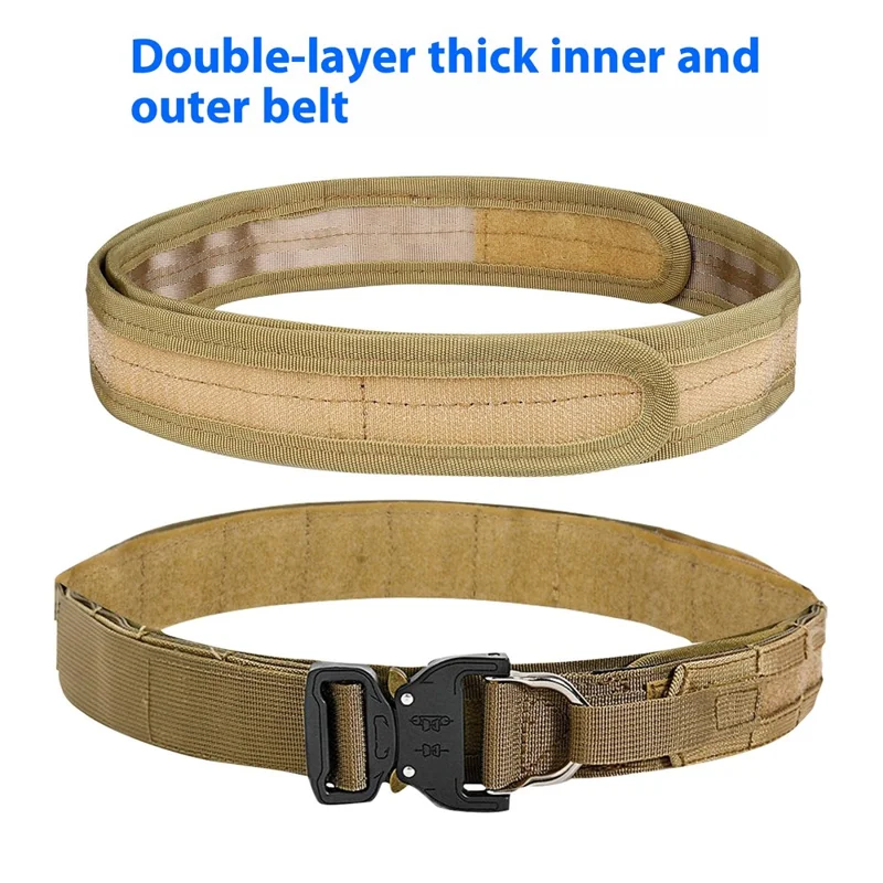 SN-074 Men's Nylon Webbing Belt Thickened Tactical Training Belt with Zinc Alloy Buckle - Black