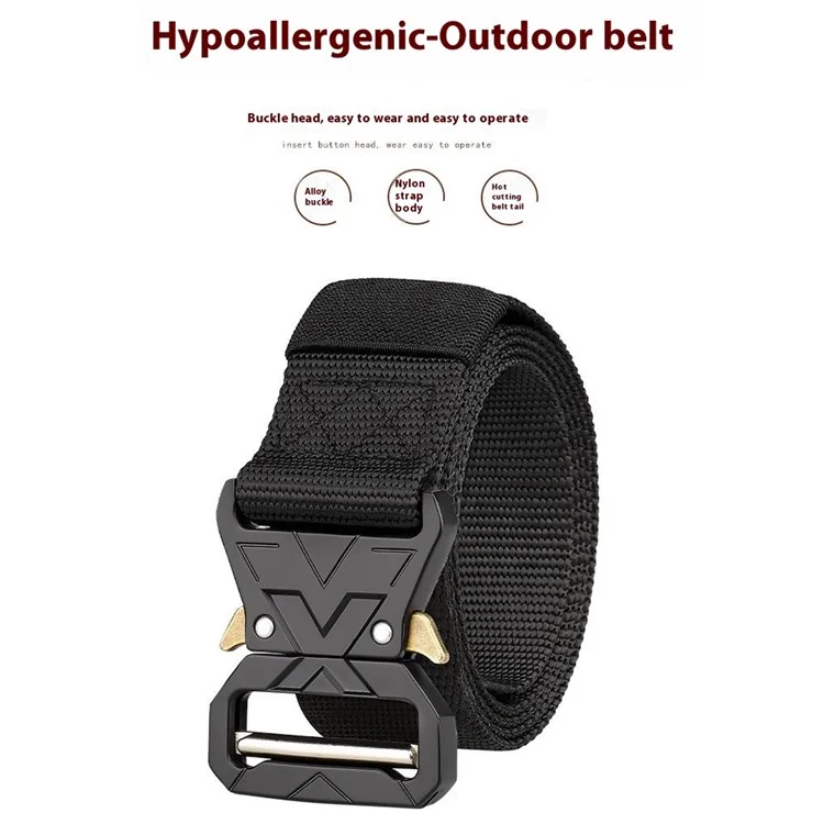 SN-P016 3,8 cm Schnellfreisetzung Männer Taktische Gürtel Imitation Nylon Elastic Bund, Länge: 125 cm - Schwarz
