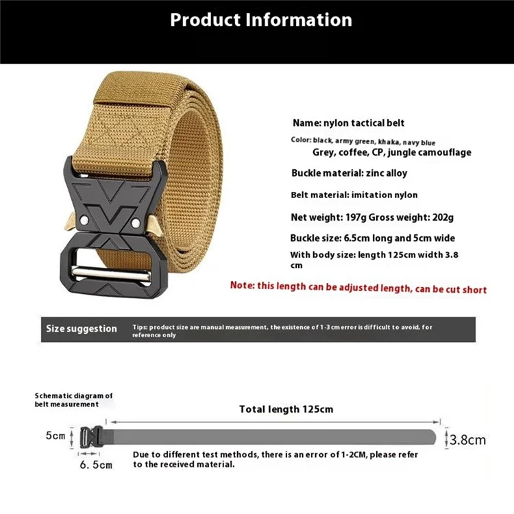 SN-P016 3,8 cm Schnellfreisetzung Männer Taktische Gürtel Imitation Nylon Elastic Bund, Länge: 125 cm - Schwarz