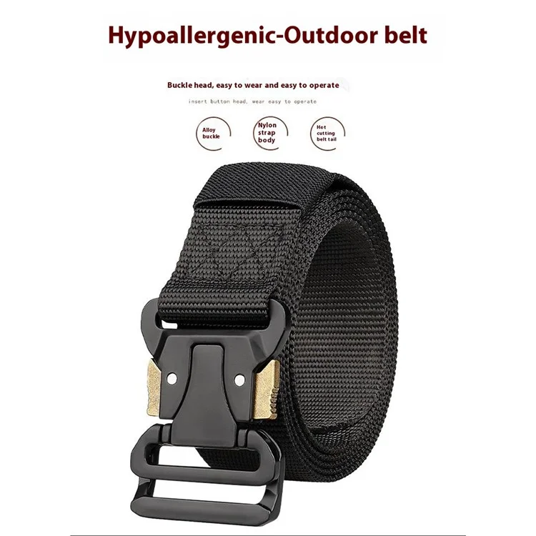 SN-P0102 3,8 cm Imitation Nylon Military Militank Release Tactical Belt For Men, Longueur: 125 cm - Noir