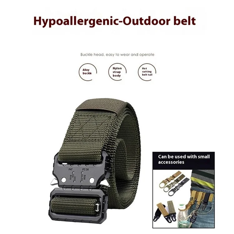 SN-P071 125cm Imitation Réglable Nylon Military Militank Release Tactical Tactical Belt For Men - Vert