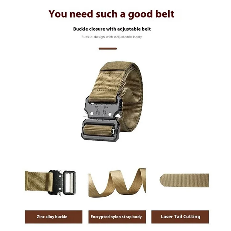 SN-P071 125cm Imitation Réglable Nylon Military Militank Release Tactical Tactical Belt For Men - Vert