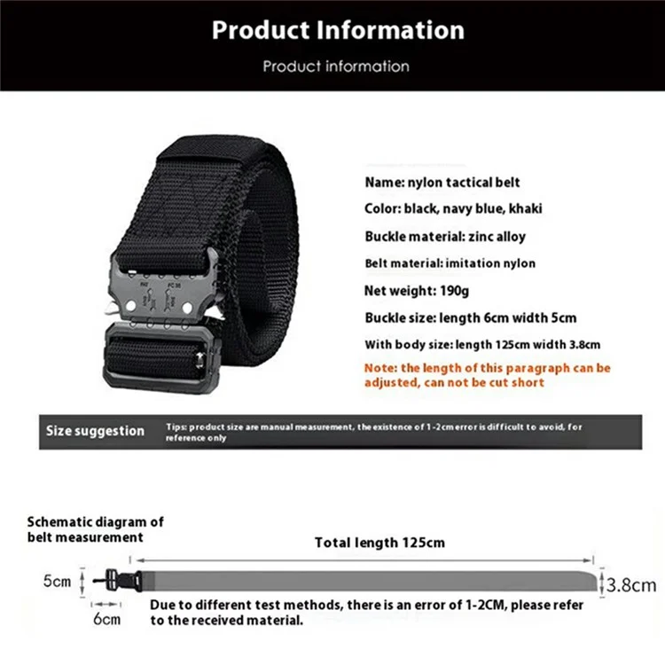 SN-P071 125cm Imitation Réglable Nylon Military Militank Release Tactical Tactical Belt For Men - Vert