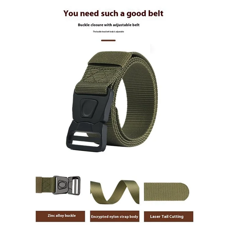 SN-P117 125 cm de Imitação Ajustável Nylon Cistão Militar Liberação Rápida Pressione o Cinto Tático da Fivela Para Homens - Verde