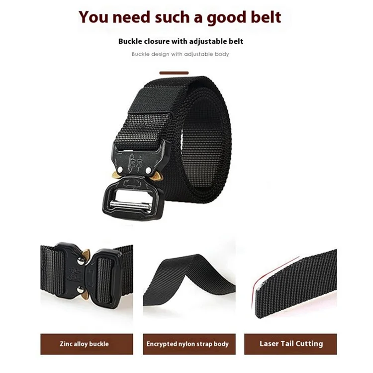SN-P001 3.8cm Imitation Nylon Elastic Waistband with Quick Release Buckle Men Tactical Belt, Length: 125cm - Jungle Camouflage