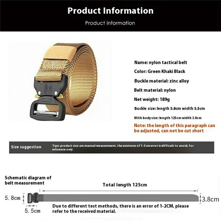 SN-P001 3.8cm Imitation Nylon Elastic Waistband with Quick Release Buckle Men Tactical Belt, Length: 125cm - Jungle Camouflage