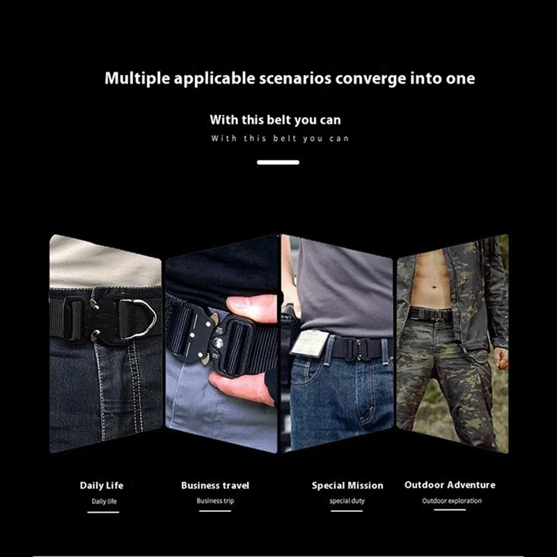 SN-P001 3.8cm Imitation Nylon Elastic Waistband with Quick Release Buckle Men Tactical Belt, Length: 125cm - Blue