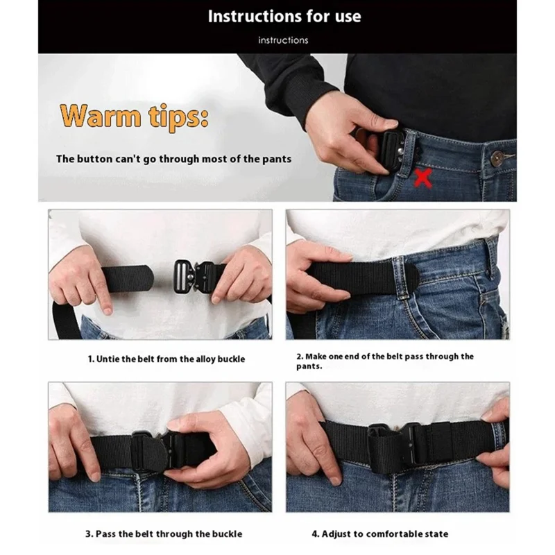 SN-P001 3.8cm Imitation Nylon Elastic Waistband with Quick Release Buckle Men Tactical Belt, Length: 125cm - Blue