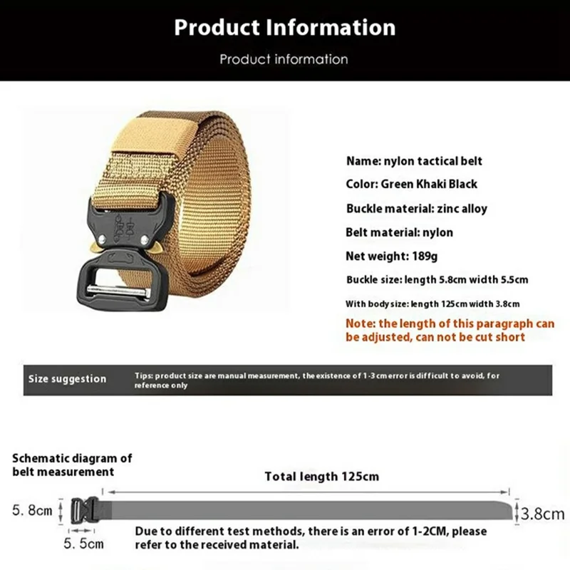 SN-P001 3.8cm Imitation Nylon Elastic Waistband with Quick Release Buckle Men Tactical Belt, Length: 125cm - Blue