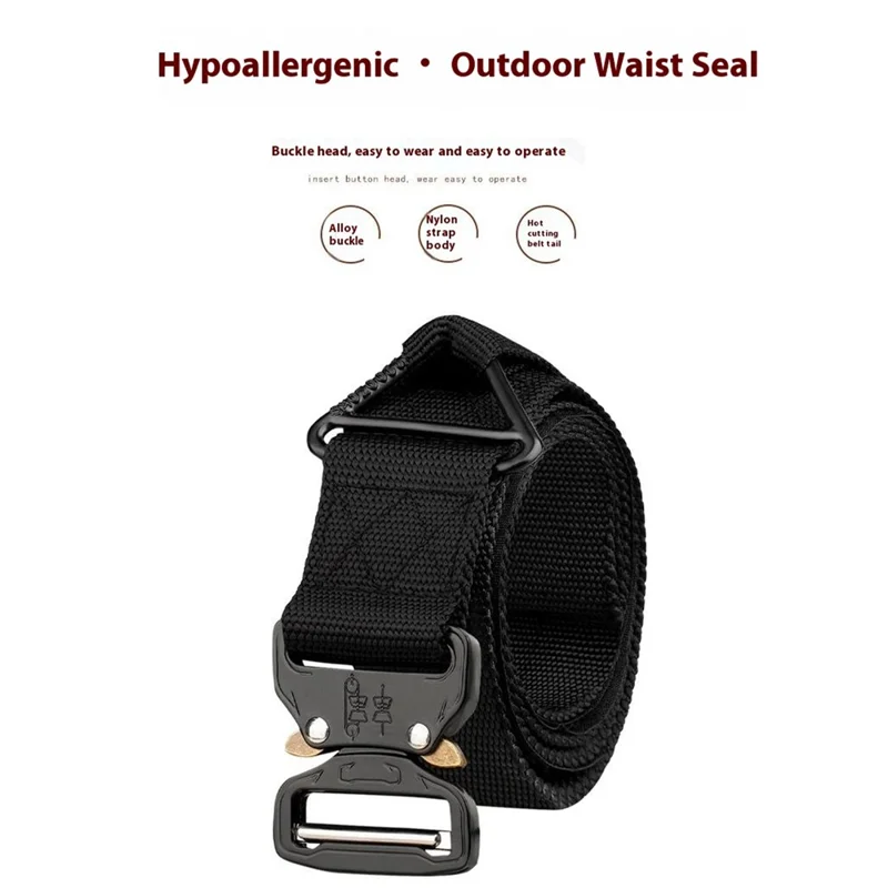 SN-P003 Treinamento ao ar Livre de 3,8 cm de Imitação de Cintura Tática de Cinto de Nylon Com Fivela de Liberação Rápida, Comprimento: 125cm - Preto