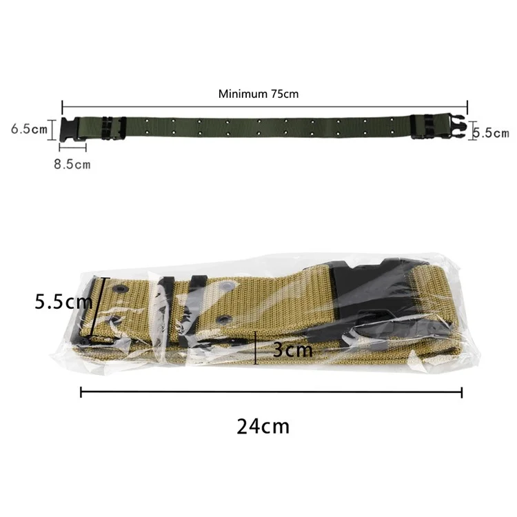 SN-030 125x5.5 cm Ceulle de la Bénération Polospropylène Étudiant Tactical Training Training Work Celon Avec Boucle en Plastique - Kaki
