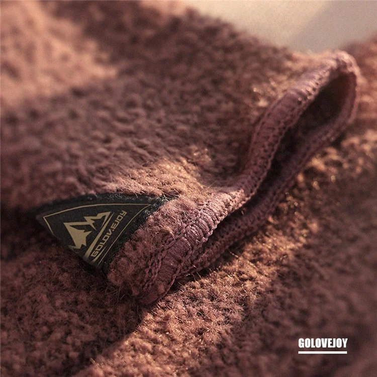 GOLOVEJOY DZ142 1 Pair Outdoor Cycling Winter Warm Gloves Solid Color Full Finger Knitted Gloves - Coffee L