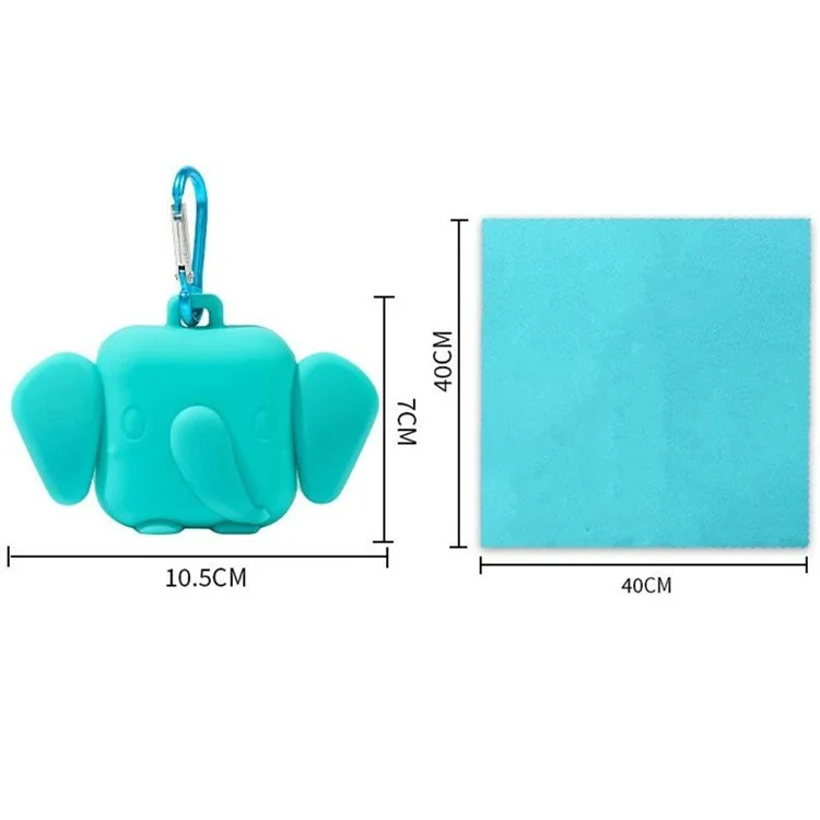 SGJX-188 40x40CM Outdoor Microfiber Quick Dry Towel Super Absorbent Sport Towel with Elephant Storage Case for Running Cycling Hiking - Blue