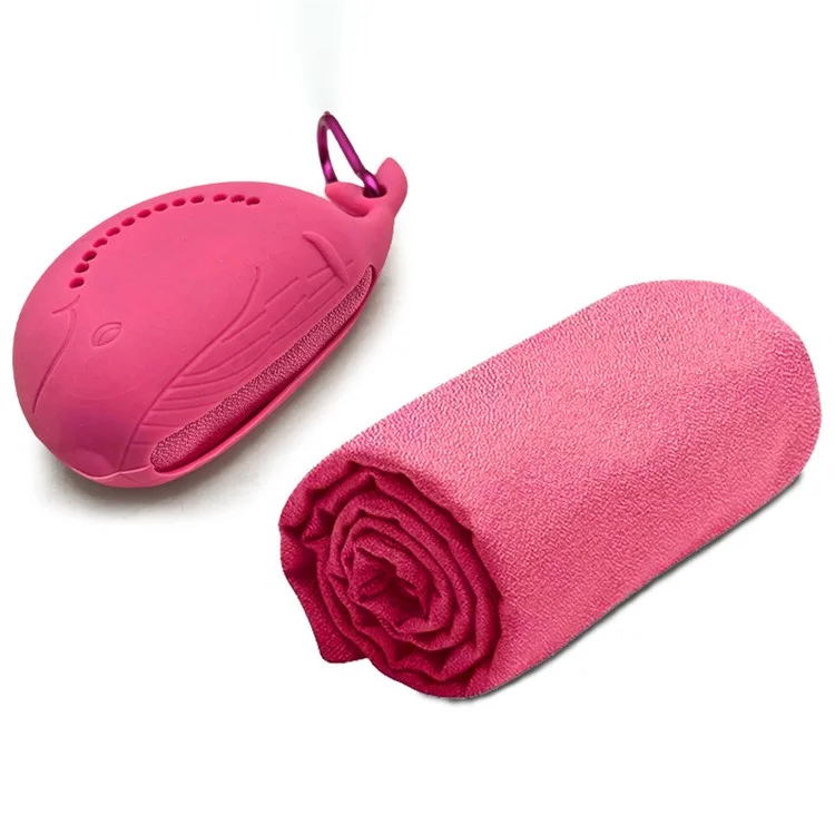 SGJ-58 40X40CM Nanofiber Ice Cooling Towel  Soft Breathable Chilly Towel with Cute Whale Storage Box for Camping Running Fitness - Red