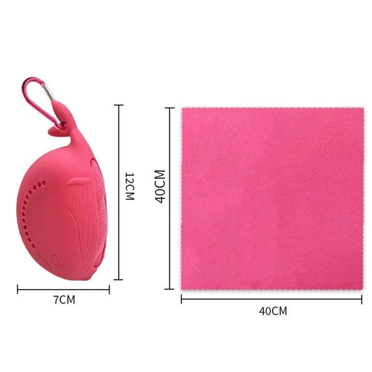 SGJ-58 40X40CM Nanofiber Ice Cooling Towel  Soft Breathable Chilly Towel with Cute Whale Storage Box for Camping Running Fitness - Red