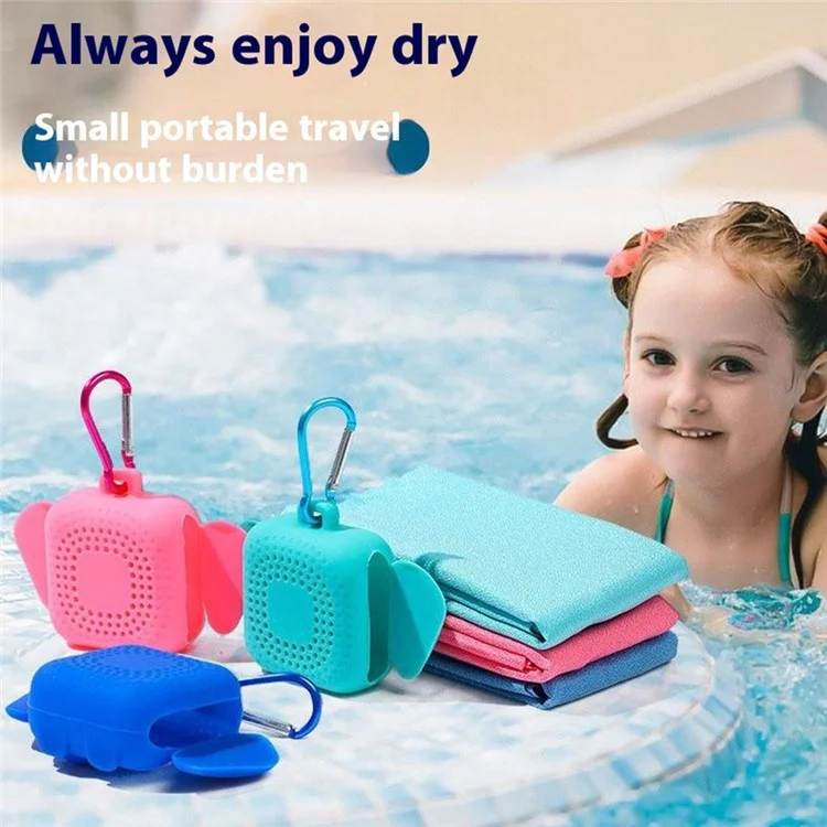 SGJX-188 40x40CM Outdoor Nanofiber Quick Dry Towel Super Absorbent Sport Towel with Elephant Storage Case for Running Cycling Hiking - Blue