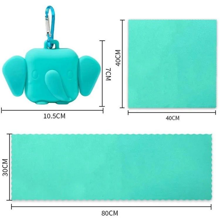 SGJX-188 40x40CM Outdoor Nanofiber Quick Dry Towel Super Absorbent Sport Towel with Elephant Storage Case for Running Cycling Hiking - Blue