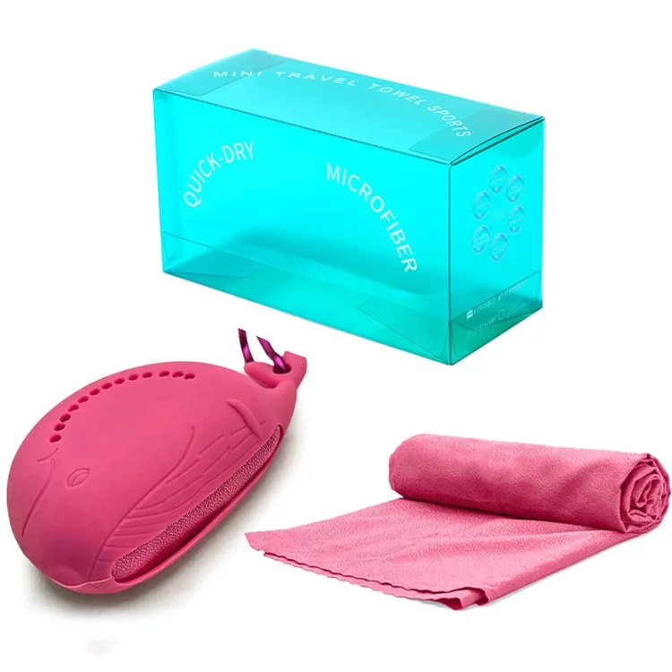 SGJ-58 40X40CM Nanofiber Ice Cooling Towel Soft Breathable Chilly Towel with Cute Whale Storage and PET Box for Camping Running Fitness - Red