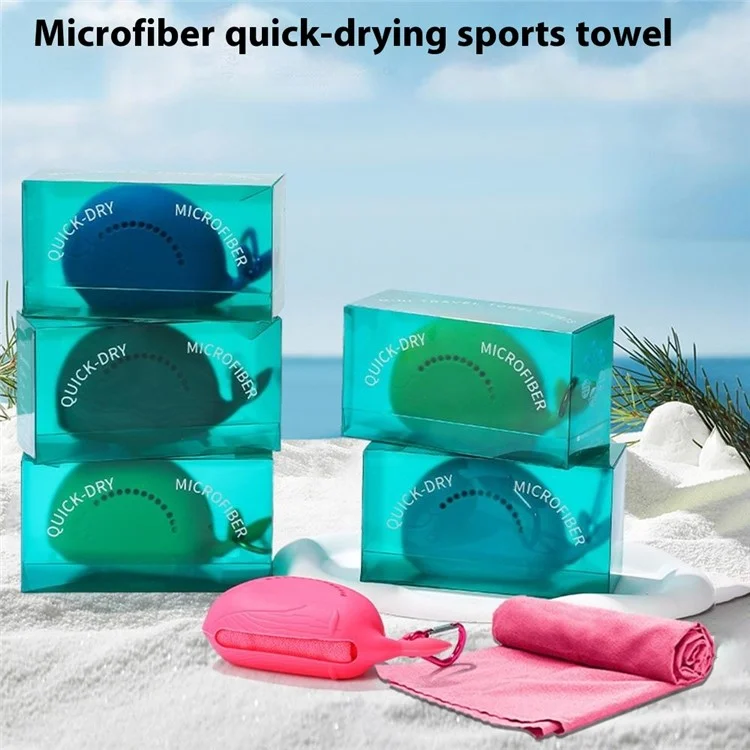 SGJ-58 40X40CM Nanofiber Ice Cooling Towel Soft Breathable Chilly Towel with Cute Whale Storage and PET Box for Camping Running Fitness - Red