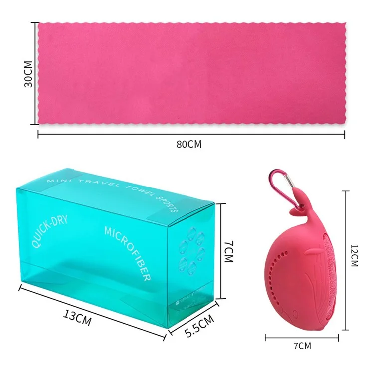 SGJ-58 30X80CM Nanofiber Ice Cooling Towel Soft Breathable Chilly Towel with Cute Whale Storage and PET Box for Camping Running Fitness - Red