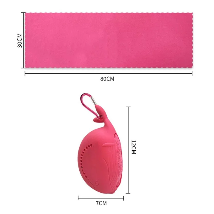 SGJ-58 30X80CM Nanofiber Ice Cooling Towel Soft Breathable Chilly Towel with Whale Storage Box for Camping Running Fitness - Red