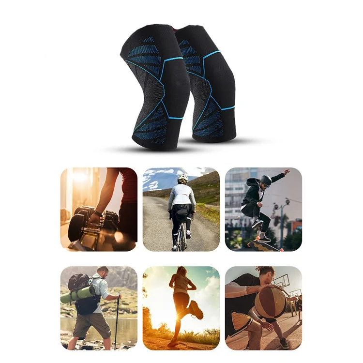 KYNCILOR AB031 1/Pc Knee Compression Sleeve for Men/Women Non-slip Knee Support Brace for Running Hiking Basketball Breathable Protective Knee Pads for Joint Pain Relief - Black  / Blue / M