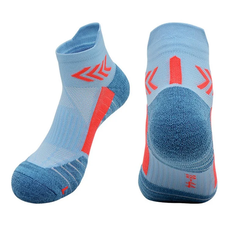 PORFIN JCB3009 1 Pair Breathable Low Cut Compression Running Socks for Men Women Marathon Cycling M Size 34-38 - Blue and Orange