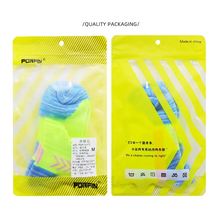 PORFIN JCB3009 1 Pair Breathable Low Cut Compression Running Socks for Men Women Marathon Cycling M Size 34-38 - Blue and Orange