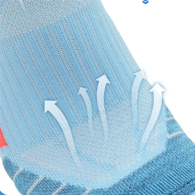 PORFIN JCB3009 1 Pair Breathable Low Cut Compression Running Socks for Men Women Marathon Cycling M Size 34-38 - Blue and Orange