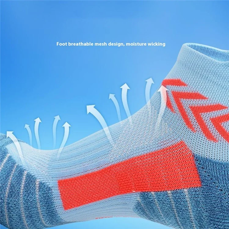 PORFIN JCB3009 1 Pair Breathable Low Cut Compression Running Socks for Men Women Marathon Cycling M Size 34-38 - Blue and Orange