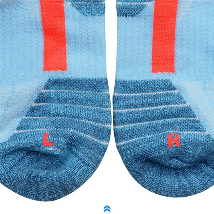PORFIN JCB3009 1 Pair Breathable Low Cut Compression Running Socks for Men Women Marathon Cycling M Size 34-38 - Blue and Orange