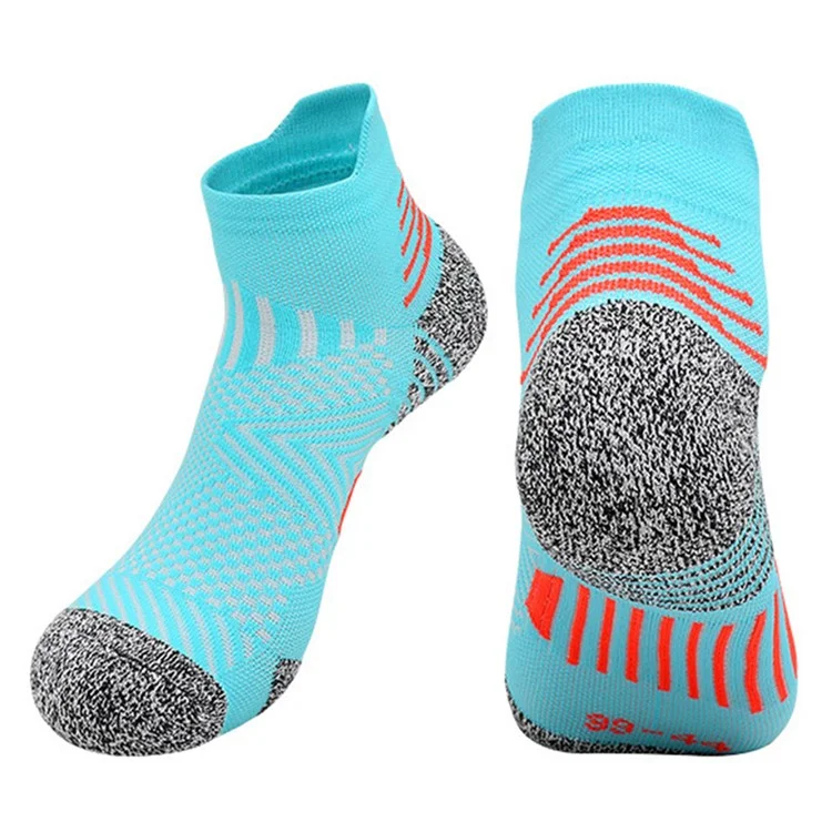 PORFIN JCB3008 1 Paar Sports Running Socken Atmungsaktiv Low Cut Socken L Größe, 39-44 für Männer Frauen - Lake Blue und Orange