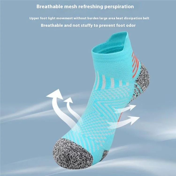 PORFIN JCB3008 1 Paar Sports Running Socken Atmungsaktiv Low Cut Socken L Größe, 39-44 für Männer Frauen - Lake Blue und Orange